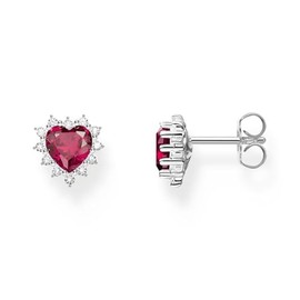 Thomas Sabo Romance H2315-013-10 Women's Heart Stud Earrings Red Silver, Sterling silver, Cubic Zirconia Created Ruby Zirconia