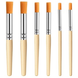 6Pcs Stencil Brushes Set Natural Bristle Paint Brushes Wood Paint Template Brush for Stencil Painting, Acrylic, Oil, Watercolor, DIY Art Crafts, 3 Sizes