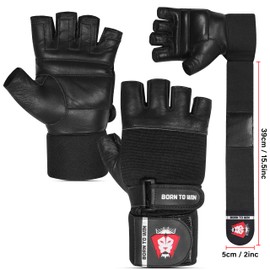 BORN TO WIN Gym Gloves for Men & Women – Leather Weight Lifting Gloves with Wrist Support & Palm Protection – Non-Slip Workout Gloves for Gym, Powerlifting, Training, Deadlifts & Fitness