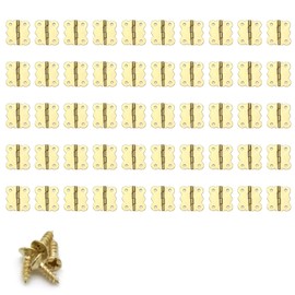 50Pcs Mini Butterfly Hinges 180 Degree Door Hinges Butt Hinges Mini Cabinet Hinges for DIY Crafts Wooden Jewelry Box (Gold)