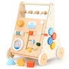 KizKnows Wooden Baby Walker Push Toy with Activity Center, Montessori