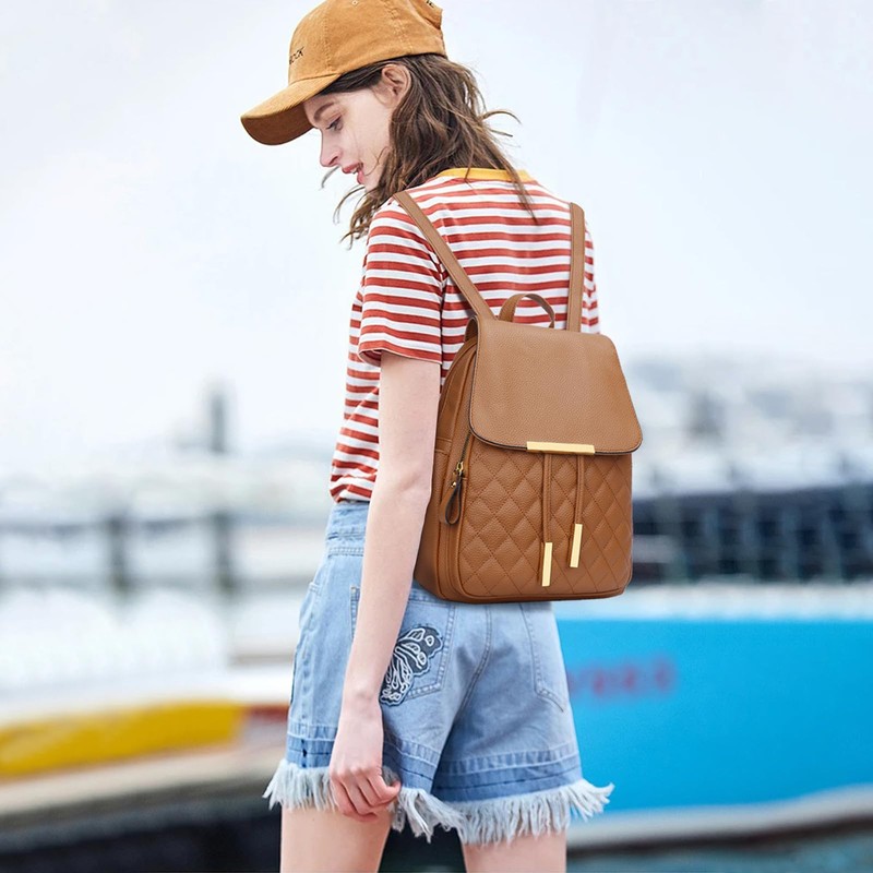 KKXIU Trendy Leather Backpack Purse for Women and Ladies Shoulder