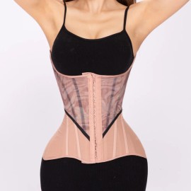 Wholesale Fajas Breathable Firm Trimmer Hook-and-Eye Adjustable Spandex Body Shaping Tummy Shapewear Wrap Cincher CorsetColor: Nude Pink, Size: 2 XL