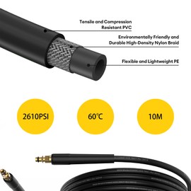 Pressure Washer Replacement Hose 10M Compatible with Karcher K2 K3 K4 K5 K6 K7, 180Bar Jet Wash Extension Hose with Click Type Plug Quick Connect, High Pressure Washer Accessory for Car Cleaning