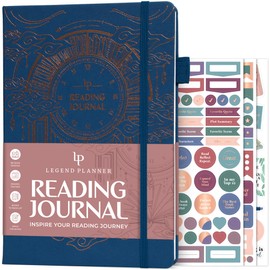 Legend Reading Journal for Book Lovers – Reading Log Tracker for Adults & Kids – Book Nerd Gifts & Accessories, 180 Reviews (Blue)