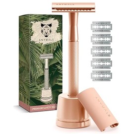 Women's Safety Razor (Rose Gold Edition) Including 5 x Replacement Blade Set & Stand - Wet Razor & Women's Razor (Zero Waste) Metal with 5 Blades - Women's Razor & Blade Razor