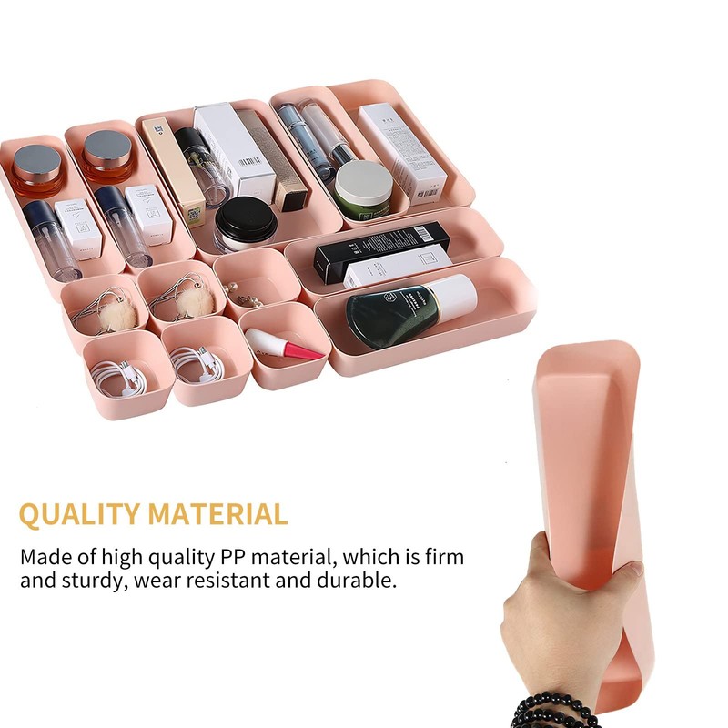 Thinkspace Beauty 12 Pieces Plastic Desk Drawer Organizer and Storage,