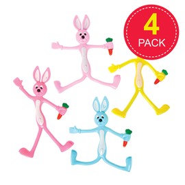 Baker Ross FX474 Bunny Bendies - Pack of 4, Easter Party Bag Fillers and Toys for Kids