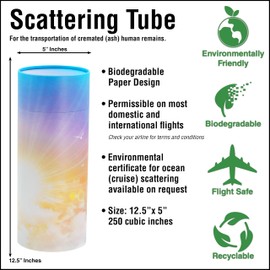 Casket Depot Biodegradable and Environmentally Friendly urn, Scattering Urns for Human Ashes, Eco Friendly Scattering Tube for Ashes, (Adult Holds Up to 250 Cubic Inches) (Heavenly, Large Adult)