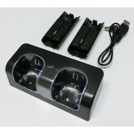 Wii ダブルリモコンチャージスタンド(ブラック)（電池パック2個付属）