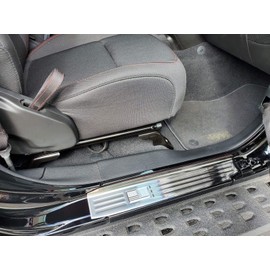 ZIC Motorsports Brushed Stainless Steel Door Sill Guards fits Jeep Wrangler JL with Engraved American Flag (2 Door)