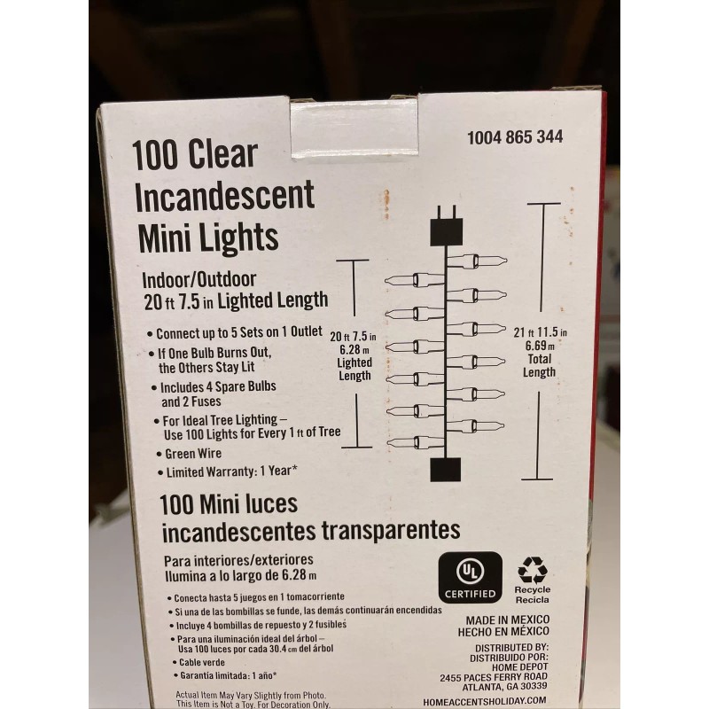 Home Accents Holiday 100 Clear Incandescent Mini Lights