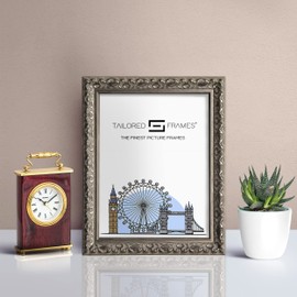 Tailored Frames Vienna Silver 8" X 8" Frame for 5" X 5" Picture | Rustic Style Vintage Single Picture Frame | Table Top & Wall Hanging Type | Photo Frame with Black Mount