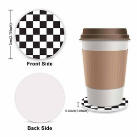 Black and White Checkered Steering Wheel Cover for Women, Universal Auto Steering Wheel 14-15 Inch Car Interior Accessories with 2PCS Car Coasters, Suitable for Men and Women