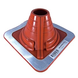 #2 (1/4" to 3-1/4") DEKTITE Square Base Combo Pipe Flashing Boot: RED High Temp Silicone Square Base Flexible Pipe Flashing Dektite (DC202REC)