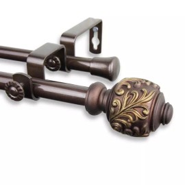 Hart & Harlow Tracy 28-in to 48-in  Cocoa Steel Double Curtain Rod decorative