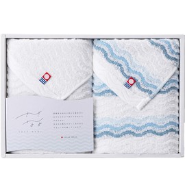 Imabari Towel Gift Set, Bath Towel, Face Towel, Wash Towel, Boxed, Present, Made in Japan, Gift (Ripple, 2 Face Towels)