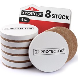X-Protector Felt Furniture Glides for Hardwood Floors, Pack of 8, 9 cm, Furniture Gliders, Heavy Duty Furniture Gliders for Hard Surfaces, White Felt Gliders, Move Your Furniture Easily and Safely