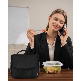 Carttiya Lunch Bag for Women Men-Cute Lunch Tote Bags Reusable Insulated Lunch Box 12 Can Large Capacity Reusable Insulated Cooler for Work Picnic or Travel (Black)