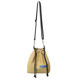 Harzio Drawstring Bag, Men's, Shoulder, Drawstring Shoulder Bag, Small, Shoulder Bag, Nylon, Women's, Cross-Body Type, Mini Bag, Pochette, Drawstring, Popular, Shoulder Bag, Black, White, Yellow