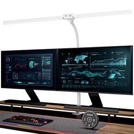 EYOCEAN Desk Lamp with Clamp, 31.5" LED Desk Lamp for Home Office, 24W Double Head Desk Light, Dimmable & Color Temperature, Table Lamp with Remote Control, Brightest Computer Monitor Light