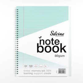 Silvine A4 Blue Paper Dyslexia Notebook - Lined with Margin (100 Pages)