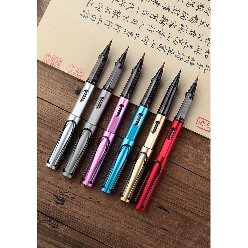 Isshinsai Fountain Pen Re-inkable, Screw Type, Black Brush Pen, Fine