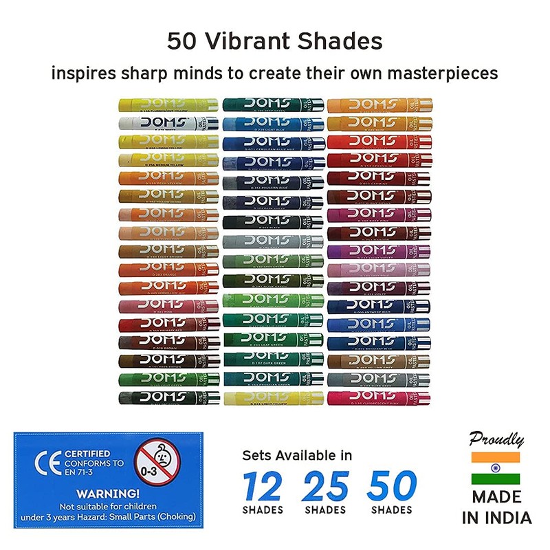 Doms 25 Assorted Colours Oil Pastels - Rich Bright Smooth