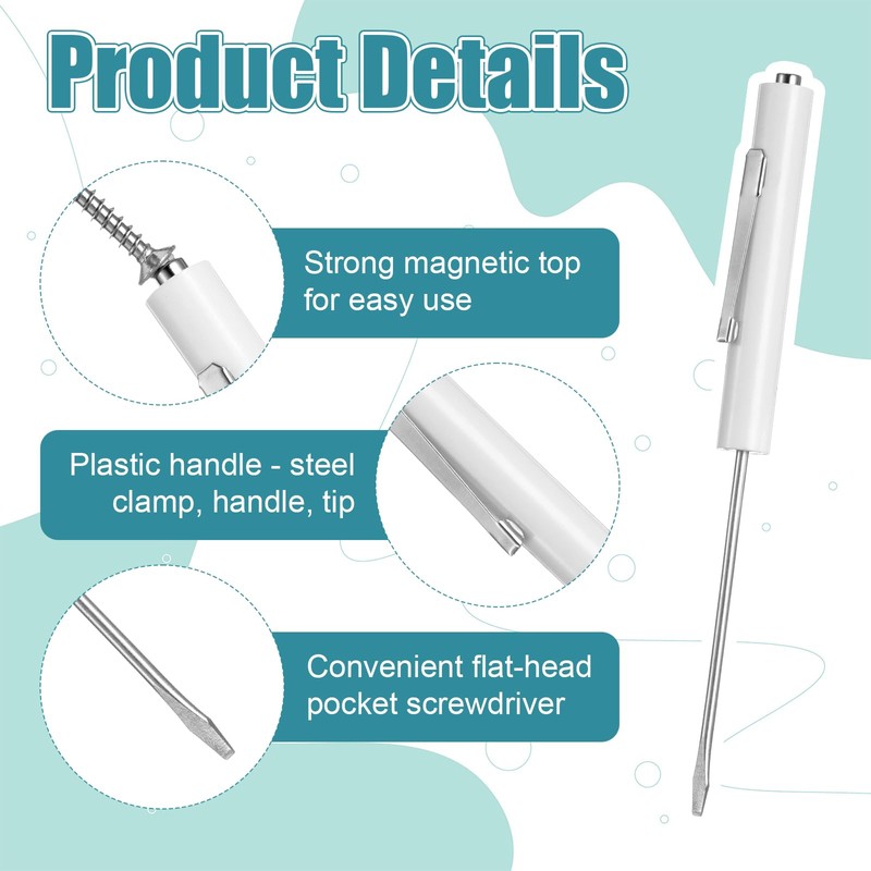 2 PCS Mini Pocket Screwdriver, Portable Small Flathead Screwdriver Tops
