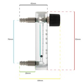 Low Flow Meter with control valve for Gas Airflow Air O2 Oxygen Flowmeter 0.1-1.0 LPM