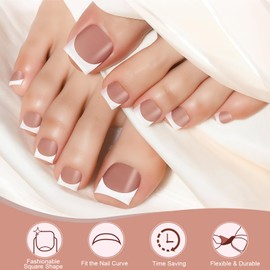 Kiiwah 150pcs French Tip Toe Nails, 15 Sizes Short Sharp Square Toe Nails False, Artificial Stick on Toenails, Full Cover Fake Toenails, Press on Toes Nails French Tip for Women