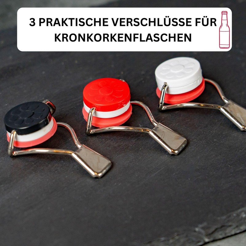 Westmark Bottle Sealers with lever, Red/Black/Silver, 3-Piece