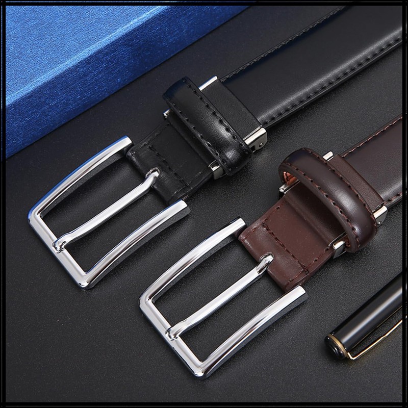 White Fang BT879 Men's Belt, Crocodile Pattern, PU Leather, Stylish,