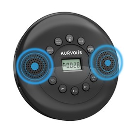Portable CD Player with Bluetooth, Dual Speakers Mini Boombox, Rich Sound Quality, Easy Bluetooth Connectivity, Rechargeable, Anti-Skip, AUX Cable for Car & Home Headphone Aurivoxis TravelTone