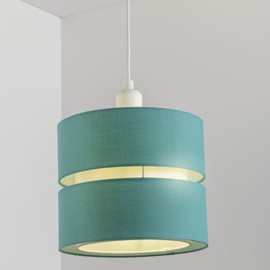 CGC Lighting 2 Tier Lampshade 26cm for Ceiling Light Table Lamp Bedside Bedroom Lounge Hallway Kitchen (Teal/Blue)