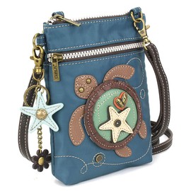 CHALA Crossbody RFID Cell Phone Purse - Women Nylon/Faux Leather Multicolor Handbag with Adjustable Strap Venture - Turtle - turquoise