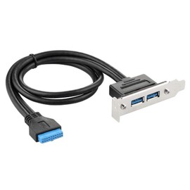 JacobsParts 2-Port USB 3.0 Low Profile Bracket 20-Pin Header Cable for Half-Height PC Card Slot