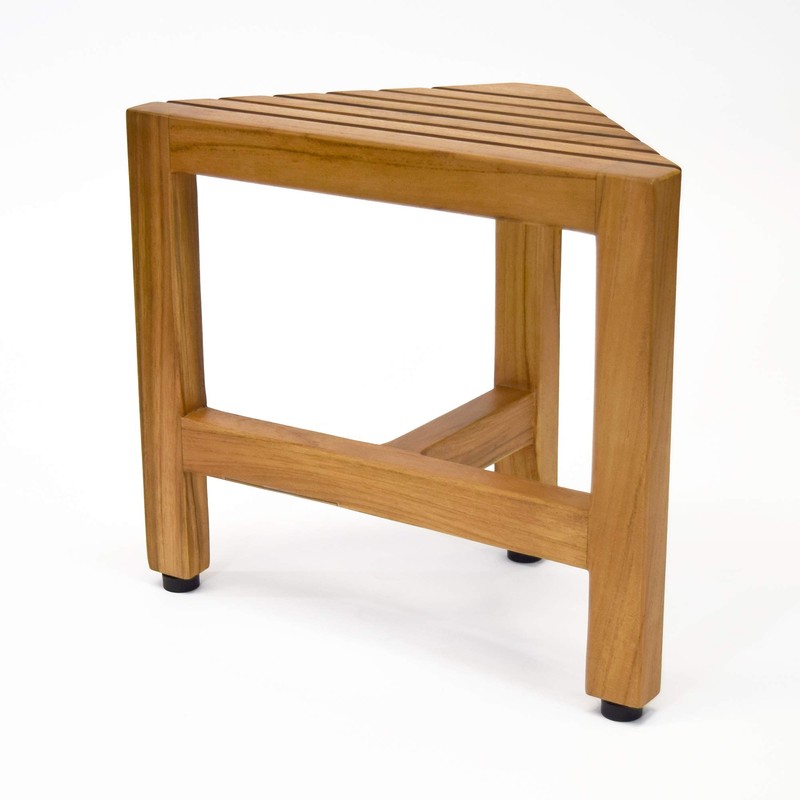 Asta Zini Solid Teak Shower/Bath/Spa Corner Foot Stool, Side Table,