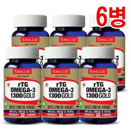 통라이프 알티지 오메가3 1300 골드 2개월분 6병 Tong Life RTG Omega-3 1300 Gold 2-Month Supply 6 Bottles