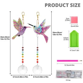 TOKIISHE 2 Pcs Sun Catchers for Windows Crystals Pendant, 5D Diamond DIY Hummingbird Ornament Rhinestones Painting with Crystals for Garden Hanging Decoration