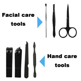 Manicure Set Nail Clippers Pedicure Kit -7 Pieces Stainless Steel Manicure Kit, Professional Grooming Kits (Black)