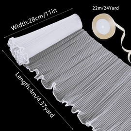 baotongle Flower Wrapping Mesh Paper with Ribbon Mesh Wrapping Paper for Flowers Pearl Edge Bouquet Packaging Paper Wrinkled Translucent for Mother's Day Valentine's Day Wedding Gift Packaging(White)