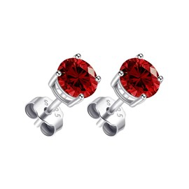 Philip Jones Sterling Silver Dark Red Earrings Created with Zircondia® Crystals