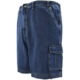 ROCXL Big Men’s Denim Cargo Shorts Expandable Waist Size 46 to 70 (48, Denim Blue)