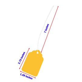 Amlits Yellow Price Tags 300Pcs, Matte Tags with Strings Attached Marking Merchandise Hang Tags Labels for Christmas Gifts Jewelry Clothing Garage Yard Rummage Sale Supplies 1.69 x 2.75 inch