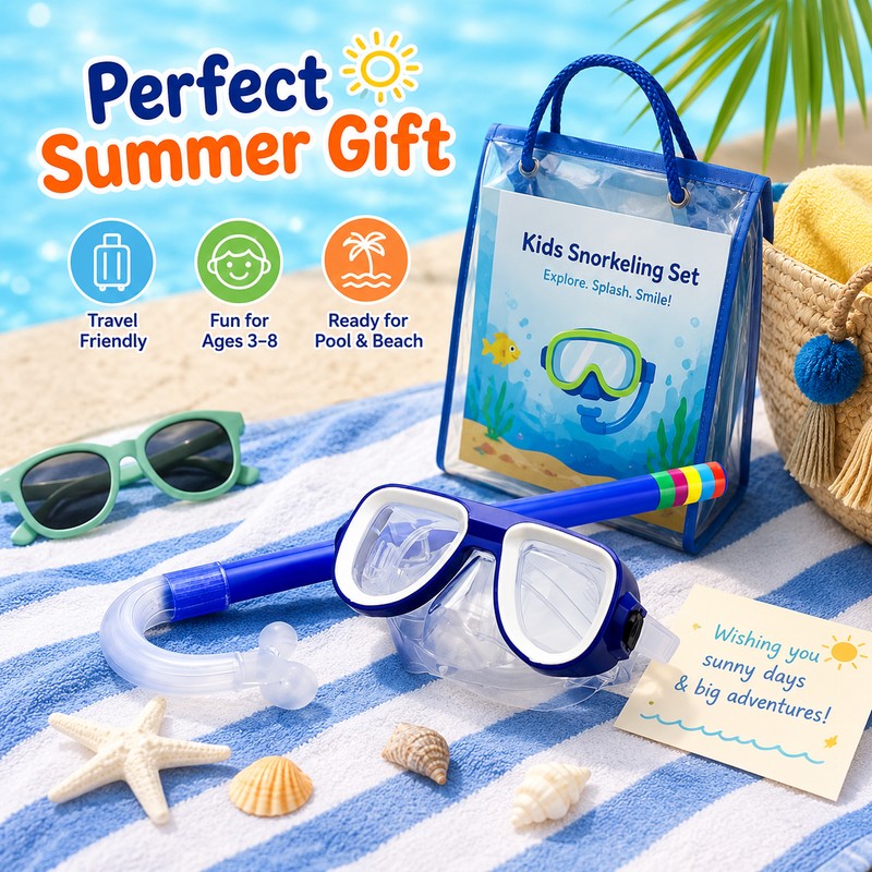 Kids Snorkel Mask Set Ages 3–8 – Anti-Fog Swimming Goggles