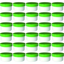 30 ointment containers, cream containers, flat ointment jar, 60 ml capacity with green lids, made in Germany