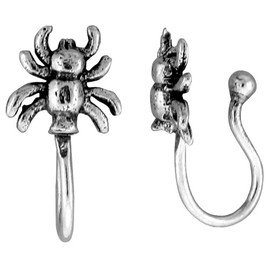 Small Sterling Silver Spider Nose Ring/Ear cuff Non-Pierced (one piece) 7/16 inch