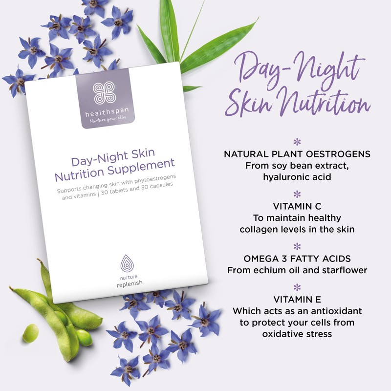 Healthspan Day-Night Skin Nutrition Supplement | Contains Soy Bean Extract