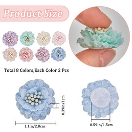 GORGECRAFT 16Pcs 8 Colors 3D Flower Applique 2.8cm Floral Sew on Fabric Mini Lace Embroidered Patch Wedding Dress Embellishments for Clothing Decor Jacket Hat Bag Doll Sewing Crafts